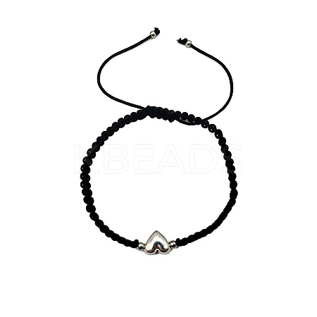 Alloy Heart Bead Braided Bead Bracelets NI5372-4-1
