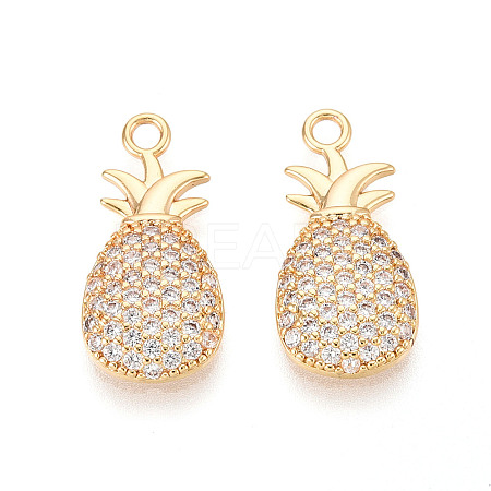 Brass Pave Clear Cubic Zirconia Pendants KK-T074-108G-1