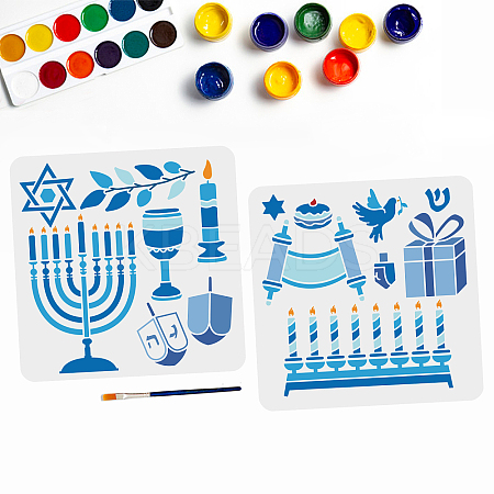 MAYJOYDIY US 1 Set Hanukkah PET Hollow Out Drawing Painting Stencils DIY-MA0002-19A-1