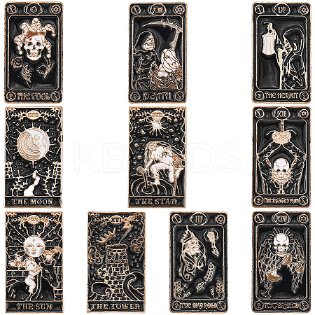 10Pcs 10 Styles Tarot Enamel Pins JEWB-SC0001-72-1