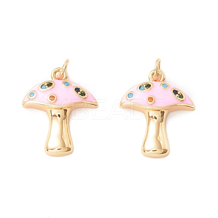 Autumn Theme Rack Plating Brass Micro Pave Colorful Cubic Zirconia Pendants KK-D073-06G-05-1