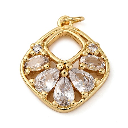 Brass Micro Pave Cubic Zirconia Pendants KK-P308-69G-1