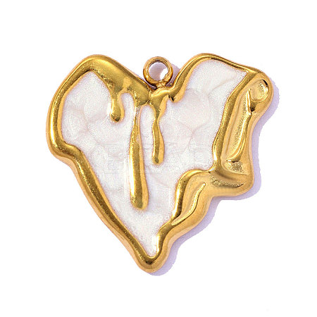 Valentine's Day 304 Stainless Steel Enamel Pendants STAS-OY016-66G-1