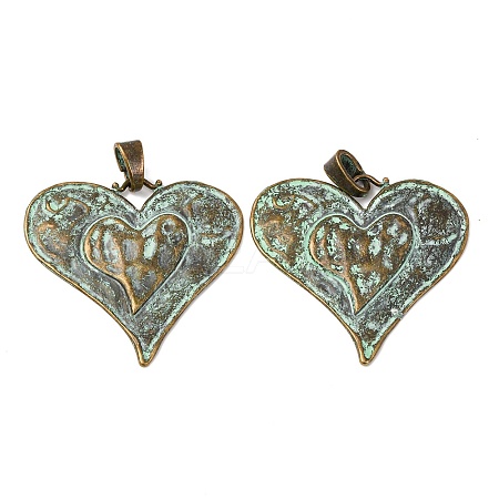 Heart Tibetan Style Alloy Big Pendants X-TIBEP-R342-10-RS-1