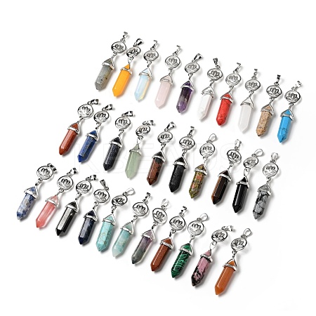 Natural & Synthetic Gemstone Double Terminated Pointed Big Pendants G-J393-FP-1