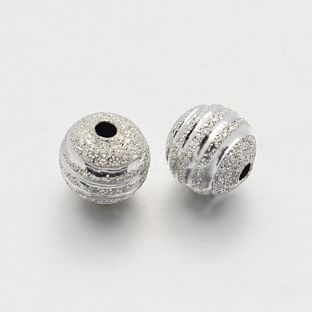 Textured Round Brass Beads KK-N0061-01S-6mm-1