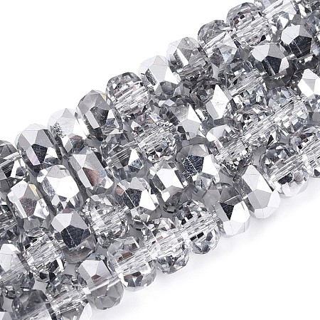 Electroplate Transparent Glass Beads Strands X-EGLA-N022-04A-C01-1