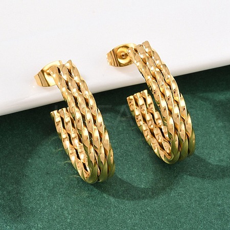 304 Stainless Steel Oval Stud Earrings EJEW-I320-18G-1