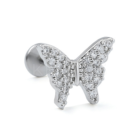 Stainless Steel Micro Pave Clear Cubic Zirconia Cartilage Earrings for Women Men WG39C06-02-1