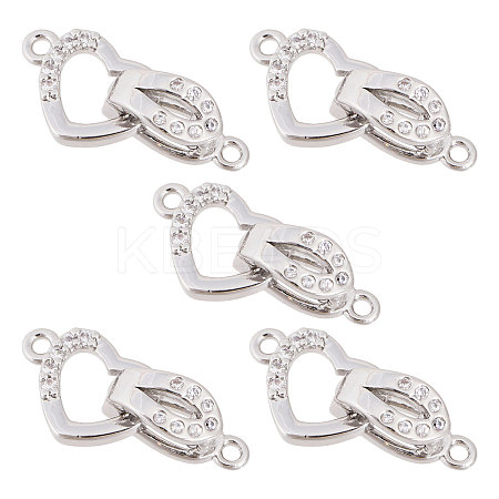 5 Sets Brass Micro Pave Clear Cubic Zirconia Fold Over Clasps KK-CA0002-67P-1