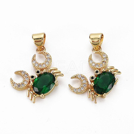 Brass Micro Pave Green Cubic Zirconia Pendants X-ZIRC-N039-195-NF-1