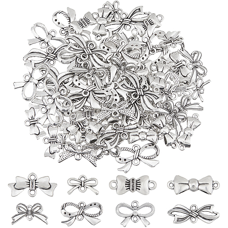 80Pcs 8 Styles Tibetan Style Zinc Alloy Connector Charms FIND-DC0007-21-1