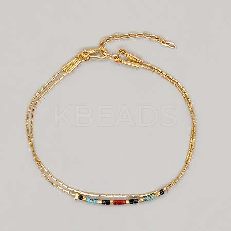Handmade Glass Seed Bead Multi-layer Bracelets UW5100-1-1