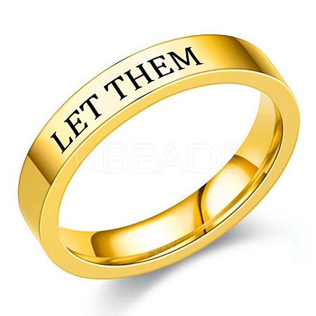 Word Let Them 201 Stainless Steel Finger Rings FS-WGDEB2A-12-1