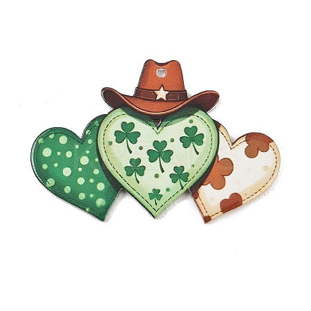 Saint Patrick's Day Opaque Printed Acrylic Pendants OACR-A045-05C-1