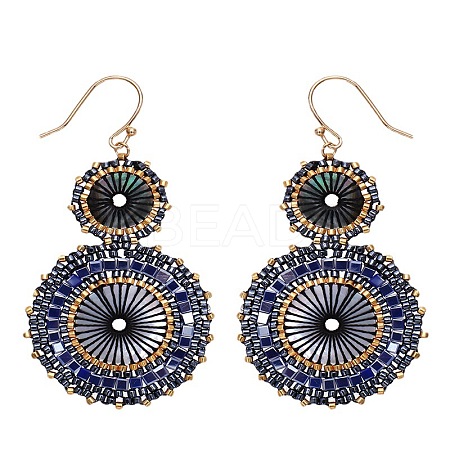Glass Seed Braided Dangle Earrings for Women FIND-PW0024-17A-1