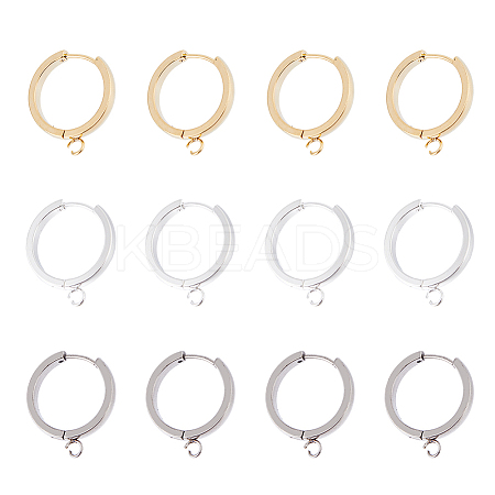 12Pcs 3 Colors 201 Stainless Steel Huggie Hoop Earrings Findings FIND-DC0005-89-1