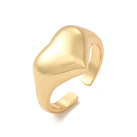 Rack Plating Brass Heart Open Cuff Rings for Women RJEW-C050-03G-1