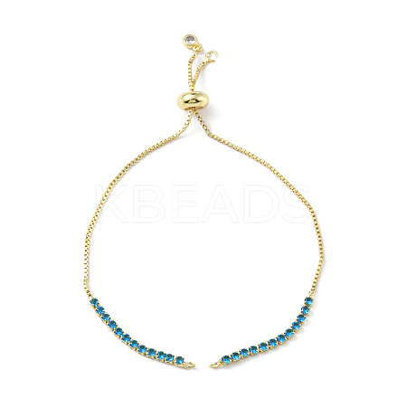 Brass Micro Pave Cubic Zirconia Box Chain Slider Bracelet Makings KK-P233-10G-01-1