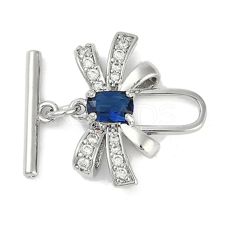 Brass Micro Pave Clear Cubic Zirconia Toggle Clasps KK-K391-20P-1