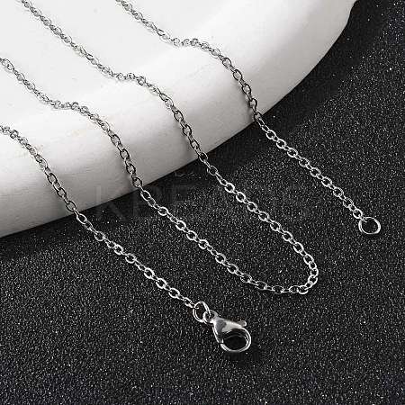 Classic Plain 304 Stainless Steel Mens Womens Cable Chain Necklaces STAS-UN0017-38P-A-1