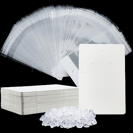 100Pcs Rectangle Paper One Pair Earring Display Cards CDIS-SC0001-14-1
