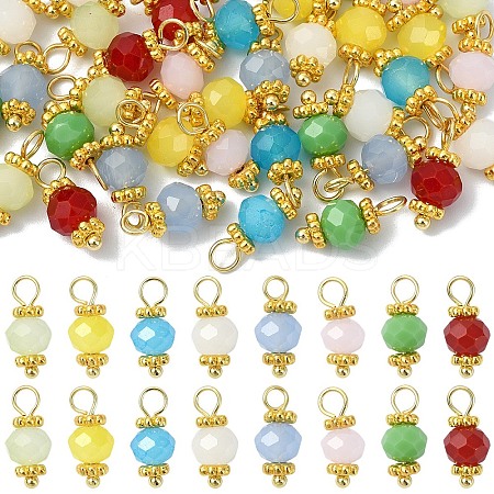 40Pcs 8 Style Glass Pendants PALLOY-YW00165-1