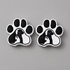 Paw Print Food Grade Eco-Friendly Silicone Focal Beads SIL-WH0008-43A-1