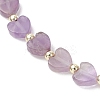 Heart Natural Gemstone & Stainless Steel Beads Stretch Bracelets for Women BJEW-JB13347-4