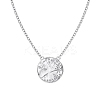 Flat Round with Star 925 Sterling Silver Micro Pave Cubic Zirconia Pendant Necklaces NJEW-K279-04MS-2