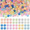500Pcs 10 Colors Luminous Glow in the Dark Transparent Glass Round Beads GLAA-TA0001-66-2