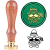 Brass Wax Seal Stamp with Handle AJEW-WH0184-0334-1