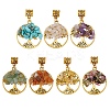 7Pcs 7 Colors Synthetic Turquoise & Natural Green Aventurine & Red Aventurine & Tourmaline & Citrine & Amethyst & Rose Quartz Chip Beaded Alloy Tree of Life European Dangle Charms PALLOY-JF04194-03-1