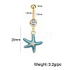 304 Stainless Steel Pave Clear Cubic Zirconia Enamel Starfish Curved Barbell Dangle Belly Rings FS-WG01A3A-07-1