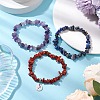 3Pcs 3 Styles Natural Amethyst & Lapis Lazuli &  Red Jasper Chips Stretch Bracelets Sets BJEW-JB11076-11-3