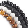 4Pcs 4 Style Synthetic & Natural Mixed Gemstone Round Beaded Stretch Bracelets Set for Men Women BJEW-JB08872-5