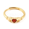 Hand with Heart Natural Carnelian Agate Adjustable Rings RJEW-Q817-06G-02-2