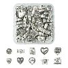 60Pcs 10 Styles Valentine's Day Theme Tibetan Style Alloy Beads TIBEB-CJ0001-38-1