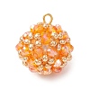 Electroplate Glass & Round Rocailles & Glass Pearl Beaded Pendants PALLOY-MZ00879-07-1