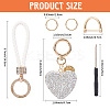2Pcs 2 Styles PU Leather and Alloy Rhinestone Braided Keychain & Pendant Decorations KEYC-CN0001-11D-2