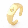 Clear Cubic Zirconia Star Signet Open Cuff Ring RJEW-I083-08G-1
