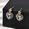 Brass Clear Cubic Zirconia Heart Dangle Stud Earrings EJEW-L261-021G-1