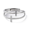 Non-Tarnish 304 Stainless Steel Hollow Cross Adjustable Rings LS-RJEW-D006-01P-2