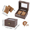 2-Slot Wood Covered with PU Leather Watch Storage Boxes with Glass Visible Window Hinged Lids and Lint Pillows Inside CON-WH0113-10A-2
