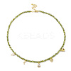 Moon & Heart & Teardrop Cubic Zirconia & Natural Pearl Pendant Necklaces NJEW-G099-01G-1
