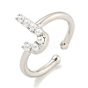 Rack Plating Brass Open Cuff Rings for Women RJEW-F162-01P-J-1
