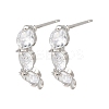 Flat Round Brass Micro Pave Clear Cubic Zirconia Stud Earring Findings KK-F921-10P-1