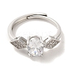 Brass Micro Pave Cubic Zirconia Rings for Women RJEW-E295-43P-2
