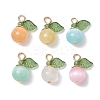Natural Selenite(Dyed) Imitation Cat Eye Round Pendants PALLOY-TA00133-02-1