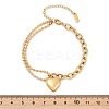 304 Stainless Steel Heart Charm Bracelets BJEW-Z106-02G-3